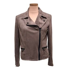 Kut From The Kloth Faux Suede Moto Jacket Size Small Taupe Brown
